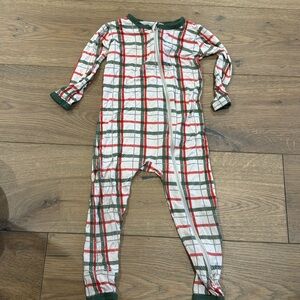 Kyte baby- long sleeve footless romper zipper - red and green plaid 3T.